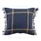 Hello Honey® Blue & Citron Plaid Cotton Flannel Pillow with Fringe
